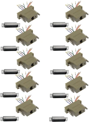 DB25 Male to RJ45 Network Adapter Converter Gold-Pin Connector 10 Pack DB25 Male to RJ45 Network Adapter Converter Gold-Pin Connector 10 Pack