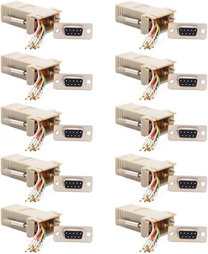 DB9 Female to RJ45 Female Serial Adapter, 10-Pack, Ivory DB9 Female to RJ45 Female Serial Adapter, 10-Pack, Ivory