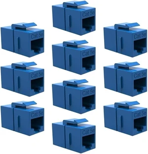 10 Pcs Cat5E RJ45 Network LAN Ethernet Keystone Jack Inline Coupler Snap-in Blue 10 Pcs Cat5E RJ45 Network LAN Ethernet Keystone Jack Inline Coupler Snap-in Blue