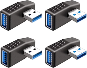 USB Connector Right Angle Adapter Left Angled Right Angled USB 3.0 Adapter 90 Degree L Type A Male to Type A Female Direction Converter Extension Connector 4 Pack USB Connector Right Angle Adapter Left Angled Right Angled USB 3.0 Adapter 90 Degree L Type A Male to Type A Female Direction Converter Extension Connector 4 Pack