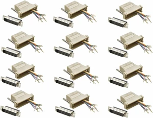 12x DB25 Male to RJ45 Adapter, 25Pin Serial to Network Modular Converter Ivory 12x DB25 Male to RJ45 Adapter, 25Pin Serial to Network Modular Converter Ivory