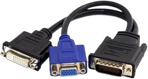 DMS-59 Male to DVI 24+5 Female VGA RG 15pin Female Splitter Extension Cable 15cm DMS-59 Male to DVI 24+5 Female VGA RG 15pin Female Splitter Extension Cable 15cm