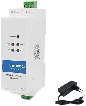 DIN-Rail RS485 to Ethernet Converter Server Device USR-DR302(with Power Adapter) DIN-Rail RS485 to Ethernet Converter Server Device USR-DR302(with Power Adapter)