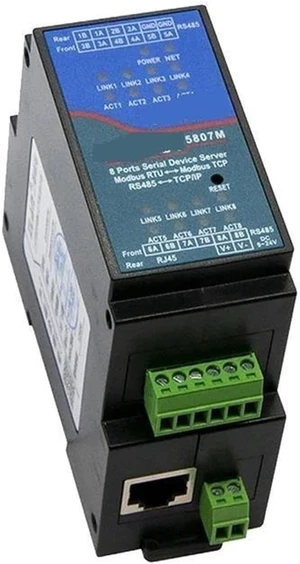 Din-Rail JSON Module ZLAN5807M 8 Port RS485 to Ethernet Modbus Din-Rail JSON Module ZLAN5807M 8 Port RS485 to Ethernet Modbus