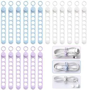 Silicone Cable Ties, Data Cable Organizer Reusable with Locking Buckle Design, High Elasticity Cord Wraps for Earphone, Phone Charger, Adjustable Fastening Cable Straps Colorful (18Pcs) Silicone Cable Ties, Data Cable Organizer Reusable with Locking Buckle Design, High Elasticity Cord Wraps for Earphone, Phone Charger, Adjustable Fastening Cable Straps Colorful (18Pcs)