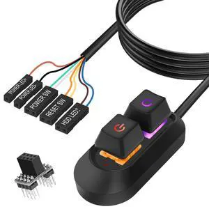 Desktop Computer Power Switch Power Supply Cable, External PC Power Button Extension Cable with ON Off Reset Switch for Computer Motherboard (2M, Black) Desktop Computer Power Switch Power Supply Cable, External PC Power Button Extension Cable with ON Off Reset Switch for Computer Motherboard (2M, Black)