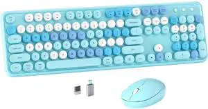 Colorful Wireless Computer Keyboard and Mouse Combo (Blue-Colorful) Colorful Wireless Computer Keyboard and Mouse Combo (Blue-Colorful)