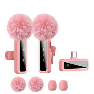 Wireless Lavalier Microphone for iPhone - iPad, Android Phone Computer, Mini Microphone for Live Streaming, Video Recording, Outdoor or Indoor Interviews, YouTube, TikTok, Vlog (Pink) Wireless Lavalier Microphone for iPhone - iPad, Android Phone Computer, Mini Microphone for Live Streaming, Video Recording, Outdoor or Indoor Interviews, YouTube, TikTok, Vlog (Pink)