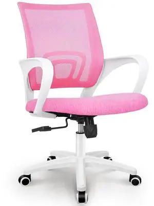 Office Computer Chair Ergonomic Mid-Back Mesh Desk Chair, Pink Office Computer Chair Ergonomic Mid-Back Mesh Desk Chair, Pink
