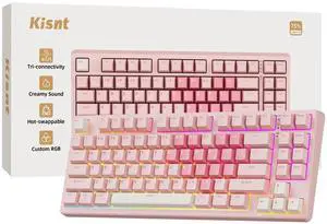 KN85 Wireless Mechanical Keyboard, 75% Layout, Bluetooth/2.4GHz/USB-C, Custom RGB Backlit, Hot-Swappable Linear Switch, Creamy Sound for Gaming/Typing (Rose Pink) KN85 Wireless Mechanical Keyboard, 75% Layout, Bluetooth/2.4GHz/USB-C, Custom RGB Backlit, Hot-Swappable Linear Switch, Creamy Sound for Gaming/Typing (Rose Pink)
