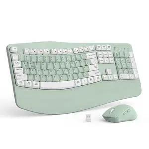 Wireless Keyboard and Mouse Combo,2.4G Ergonomic Wave Keys(Avocado Green-A) Wireless Keyboard and Mouse Combo,2.4G Ergonomic Wave Keys(Avocado Green-A)