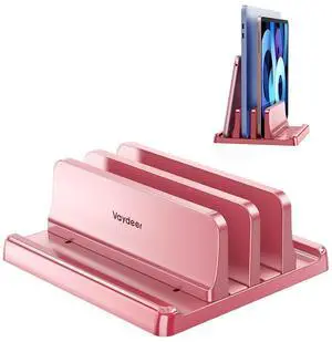 Vertical Laptop Stand for Desk, Dual Slots Plastic Laptop Holder with Space Saving 4-in-1 Design, Adjustable Laptop Stand Supports MacBook, Chromebook, Surface, Dell (Pink Rose) Vertical Laptop Stand for Desk, Dual Slots Plastic Laptop Holder with Space Saving 4-in-1 Design, Adjustable Laptop Stand Supports MacBook, Chromebook, Surface, Dell (Pink Rose)