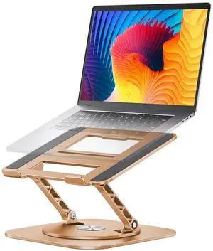 Adjustable Laptop Stand with 360 Rotating Base, Computer Stand for Laptop Ergonimic Foldable Laptop Riser for Desk Compatible with MacBook Pro/Air Notebook up to 16 Inches, Gold Adjustable Laptop Stand with 360 Rotating Base, Computer Stand for Laptop Ergonimic Foldable Laptop Riser for Desk Compatible with MacBook Pro/Air Notebook up to 16 Inches, Gold