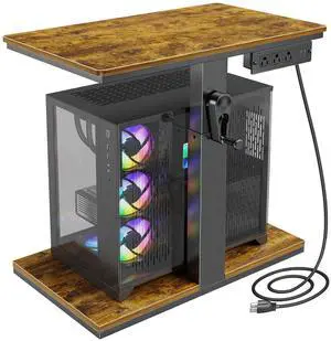 Computer Tower Stand with Charging Station & USB Ports - Adjustable Height PC Stand 2-Tier, Under Desk for ATX-Case with Wheels, CPU Holder for Office, Home, Gaming Room Computer Tower Stand with Charging Station & USB Ports - Adjustable Height PC Stand 2-Tier, Under Desk for ATX-Case with Wheels, CPU Holder for Office, Home, Gaming Room