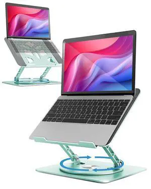 360° Rotating Laptop Stand for Desk | Adjustable, Foldable, Portable Aluminum Ergonomic Riser | Compatible with MacBook, Dell, HP & All Laptops 10-16 inch | Mint Green 360° Rotating Laptop Stand for Desk | Adjustable, Foldable, Portable Aluminum Ergonomic Riser | Compatible with MacBook, Dell, HP & All Laptops 10-16 inch | Mint Green