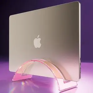 Acrylic Vertical Laptop Stand for Desk,Acrylic Invisible Desktop Notebook Dock,Vertical Laptop Holder Space-Saving Organizer for All MacBook, Surface, Samsung, HP, Dell-Pink Acrylic Vertical Laptop Stand for Desk,Acrylic Invisible Desktop Notebook Dock,Vertical Laptop Holder Space-Saving Organizer for All MacBook, Surface, Samsung, HP, Dell-Pink