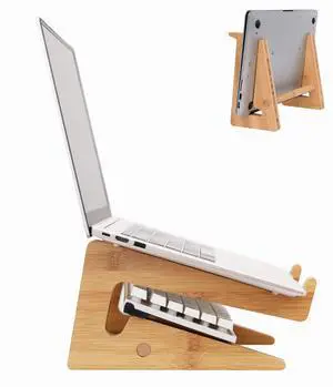 Nuvograin Laptop Stand, Wooden Vertical Laptop Stand for Desk, Bamboo Laptop Stand Compatible with MacBook Air Pro/Dell XPS/Surface pro/HP/Pixelbook/Lenovo, More Laptops 13-17.7inch Nuvograin Laptop Stand, Wooden Vertical Laptop Stand for Desk, Bamboo Laptop Stand Compatible with MacBook Air Pro/Dell XPS/Surface pro/HP/Pixelbook/Lenovo, More Laptops 13-17.7inch