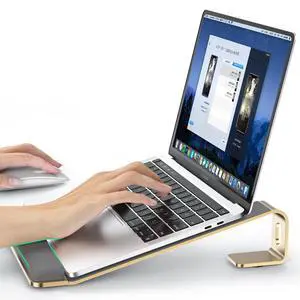 Laptop Stand for Desk, Laptop Stand with Wrist Support, Ergonomic Detachable Laptop Riser, Mount, Holder Notebook Computer Stand for MacBook Air Pro, HP, Dell, XPS, HP (10-17") Laptops - Gold Laptop Stand for Desk, Laptop Stand with Wrist Support, Ergonomic Detachable Laptop Riser, Mount, Holder Notebook Computer Stand for MacBook Air Pro, HP, Dell, XPS, HP (10-17") Laptops - Gold