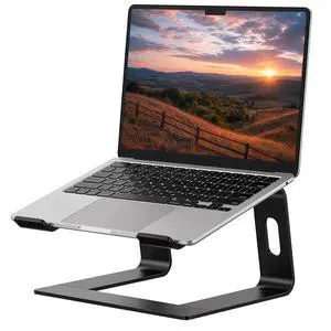 Laptop Stand, Aluminum Computer Riser, Ergonomic Laptops Elevator for Desk, Metal Holder Compatible with 10 to 15.6 Inches Notebook Computer, Black Laptop Stand, Aluminum Computer Riser, Ergonomic Laptops Elevator for Desk, Metal Holder Compatible with 10 to 15.6 Inches Notebook Computer, Black