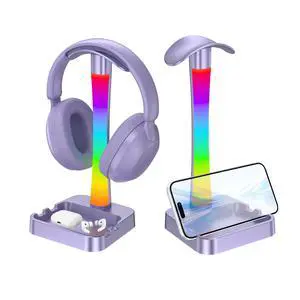 Headphone Stand with Charger,Gaming Headset stand with RGB Light Mode,For Airpod Max Stand,Desk Lamp,Phone Holder,Tablet Holder,desktop organizer,Gifts for Gamers & Music Lover (Purple) Headphone Stand with Charger,Gaming Headset stand with RGB Light Mode,For Airpod Max Stand,Desk Lamp,Phone Holder,Tablet Holder,desktop organizer,Gifts for Gamers & Music Lover (Purple)