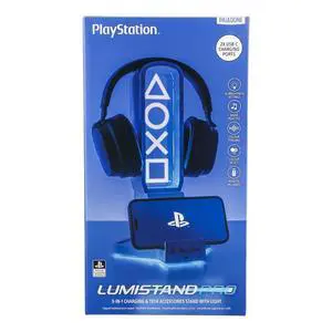 PlayStation 3-in-1 Headphone Stand and Tech Charging Station with Console Controller Cradle and 2 USB-C Ports, RGB Colour Changing Light Panel, Officially Licensed Gift for Gamers PlayStation 3-in-1 Headphone Stand and Tech Charging Station with Console Controller Cradle and 2 USB-C Ports, RGB Colour Changing Light Panel, Officially Licensed Gift for Gamers