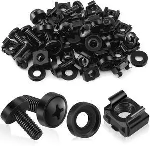 20 x M6 Cage Nuts Screws Set for Network Cabinets, Server Cabinets, AV Rack Rails, M6 Mounting Kit for 10 Inch and 19 Inch Cabinets Network Shelves - Black 20 x M6 Cage Nuts Screws Set for Network Cabinets, Server Cabinets, AV Rack Rails, M6 Mounting Kit for 10 Inch and 19 Inch Cabinets Network Shelves - Black