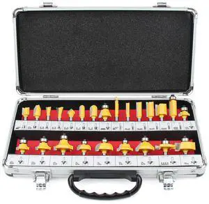 24A Pieces Router Bits 1/4 Inch Shank Router Bit Set Tungsten Carbide Tipped Router Bit for Beginners and Professional Woodworkers with Aluminum Alloy Storage Box - Woodworking Tools 24A Pieces Router Bits 1/4 Inch Shank Router Bit Set Tungsten Carbide Tipped Router Bit for Beginners and Professional Woodworkers with Aluminum Alloy Storage Box - Woodworking Tools