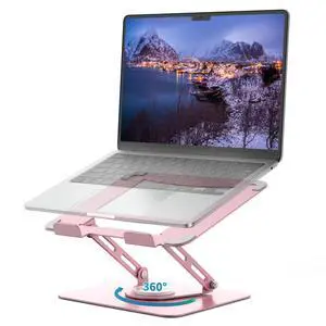 Laptop Stand for Desk with 360° Rotating Base, Multi-Angle Adjustable Laptop Stands, Foldable Laptop Riser Compatible with 10 to 17 Inches PC Computer, Pink Laptop Stand for Desk with 360° Rotating Base, Multi-Angle Adjustable Laptop Stands, Foldable Laptop Riser Compatible with 10 to 17 Inches PC Computer, Pink