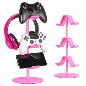 Controller Holder Pink,Headphone Stand,3 Tier Multi Adjustable Game Controller Headset Hanger for All Universal Gaming PC Accessories, Xbox PS4 PS5 Nintendo Switch(Cute Pink) Controller Holder Pink,Headphone Stand,3 Tier Multi Adjustable Game Controller Headset Hanger for All Universal Gaming PC Accessories, Xbox PS4 PS5 Nintendo Switch(Cute Pink)
