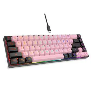 65% Wired Gaming Keyboard, LED Backlit, Ultra-Compact Anti-Ghosting No-Conflict 68 Keys Membrane Gaming Wired Keyboard for PC Laptop Windows Gamer(Pink-Black) 65% Wired Gaming Keyboard, LED Backlit, Ultra-Compact Anti-Ghosting No-Conflict 68 Keys Membrane Gaming Wired Keyboard for PC Laptop Windows Gamer(Pink-Black)