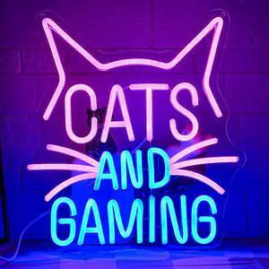 Cats Gaming Neon Sign Gamer Neon Light Sign Cat LED Light Sign Pink Blue Gaming Cat Neon Sign for Gaming Video Room Gamer Decor Gamer Teen Birthday Cats Gaming Neon Sign Gamer Neon Light Sign Cat LED Light Sign Pink Blue Gaming Cat Neon Sign for Gaming Video Room Gamer Decor Gamer Teen Birthday