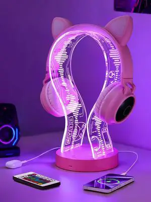 Light Up Headphone Stand with 16 Color Lights, Game Pattern Acrylic Headset Stand with 1 USB and 1 Type-C Charging Ports, Gifts for Girls Women Gamers and Music Lovers Light Up Headphone Stand with 16 Color Lights, Game Pattern Acrylic Headset Stand with 1 USB and 1 Type-C Charging Ports, Gifts for Girls Women Gamers and Music Lovers