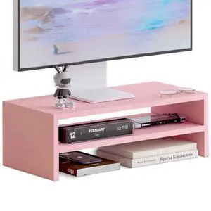 DS502P TEAMIX 20 inch Pink Monitor Riser Stand - 2 Tiers, Wood Desktop Bookshelf DS502P TEAMIX 20 inch Pink Monitor Riser Stand - 2 Tiers, Wood Desktop Bookshelf