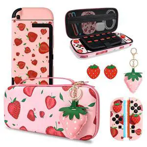 Storage Carrying Case for Nintendo Switch 2 2025 Accessories Set, 10 Game Card Slots Cute Protective,1 Hard PC Case, 1PC Decorative Pendant, 2 Thumb Grips, Slim & Portable,Strawberry - Pink 2 Storage Carrying Case for Nintendo Switch 2 2025 Accessories Set, 10 Game Card Slots Cute Protective,1 Hard PC Case, 1PC Decorative Pendant, 2 Thumb Grips, Slim & Portable,Strawberry - Pink 2