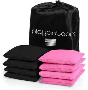 Cornhole Bags Set of 8, Pink & Black Duck Cloth Cornhole Bags Set of 8, Pink & Black Duck Cloth