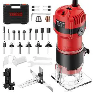 Router Tool, 6.5 Amp 1.25 HP Compact Wood Router Tool for Woodworking, 6 Variable Speeds, 1/4" Palm Hand Trimmer With 15-Pc Tungsten Carbide Router Bits, Edge & Roller Guides, Carrying Case Router Tool, 6.5 Amp 1.25 HP Compact Wood Router Tool for Woodworking, 6 Variable Speeds, 1/4" Palm Hand Trimmer With 15-Pc Tungsten Carbide Router Bits, Edge & Roller Guides, Carrying Case
