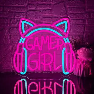 Gamer Girl Cat Headphones Neon Sign, Game Room Neon Sign USB Powered Game Headphone Sign LED Dimmable, for Gaming Room Bedrooms and Cat Ear Girl Man Caves Decor(13.3 * 12.2 In) Gamer Girl Cat Headphones Neon Sign, Game Room Neon Sign USB Powered Game Headphone Sign LED Dimmable, for Gaming Room Bedrooms and Cat Ear Girl Man Caves Decor(13.3 * 12.2 In)