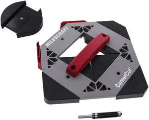 1232 Corner Cut - Woodworking Corner Radius and Chamfer Router Jig Use with Handheld Router or Router Table 8 Profiles with Built-In Storage. Double Bearing ½ Router Bit Included. 1232 Corner Cut - Woodworking Corner Radius and Chamfer Router Jig Use with Handheld Router or Router Table 8 Profiles with Built-In Storage. Double Bearing ½ Router Bit Included.
