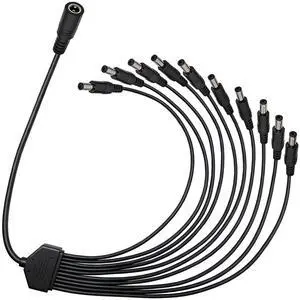 DC Power Splitter Cable 5.5x2.1mm 3-Pack, 1 to 10 Way 18AWG 12V/24V 10A High Current Compatible with CCTV Camera, Security DVR, LCD Monitor, Laptop, Router2.3FT DC Power Splitter Cable 5.5x2.1mm 3-Pack, 1 to 10 Way 18AWG 12V/24V 10A High Current Compatible with CCTV Camera, Security DVR, LCD Monitor, Laptop, Router2.3FT