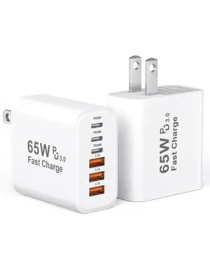 USB C Charger Block, 2 Pack 65W 6-Port USBC Charging Wall Plug Cube Adapter USB C Charger Block, 2 Pack 65W 6-Port USBC Charging Wall Plug Cube Adapter