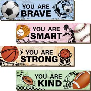 4 Pcs Sport Bedroom Wall Decor Boys Room Decor for Kids Soccer Basketball Baseball Football Wall Art Inspirational Wooden Hanging Sign for Boys Girls Kids Nursery Playroom Kindergarten 4 Pcs Sport Bedroom Wall Decor Boys Room Decor for Kids Soccer Basketball Baseball Football Wall Art Inspirational Wooden Hanging Sign for Boys Girls Kids Nursery Playroom Kindergarten