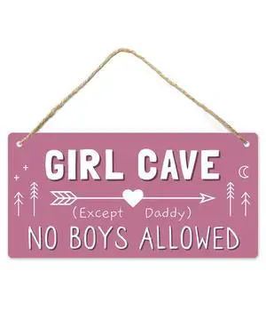 Girl Cave Sign for Girls Room, No Boys Allowed Door Sign, Cute Room Decor Sign for Bedroom Door, Funny Girls Only Sign for Kids Room, Teen Girl Wall Decor 12x6 Inch Girl Cave Sign for Girls Room, No Boys Allowed Door Sign, Cute Room Decor Sign for Bedroom Door, Funny Girls Only Sign for Kids Room, Teen Girl Wall Decor 12x6 Inch