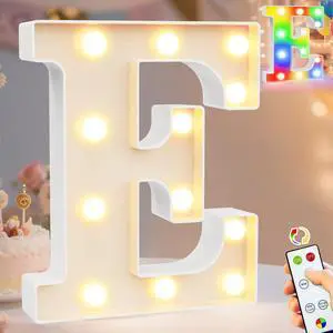 LED Light Up Letters, Warm White and Colorful Lighted Marquee Letters with Remote, Lighted Letter for Party Birthday Decorations, Gift for Girls Boys Night Light, Wedding Home Decor, Letter E LED Light Up Letters, Warm White and Colorful Lighted Marquee Letters with Remote, Lighted Letter for Party Birthday Decorations, Gift for Girls Boys Night Light, Wedding Home Decor, Letter E