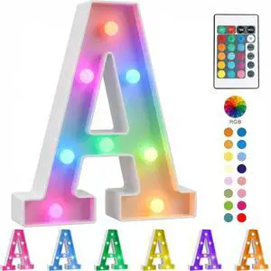 Colorful LED Light Up Marquee Letter A Lights with Remote, Battery Powered & Flashing Modes, DIY Mix & Match Alphabet Signs, for Wedding Engagement Birthday Party & Home Decor Birthday Gift Colorful LED Light Up Marquee Letter A Lights with Remote, Battery Powered & Flashing Modes, DIY Mix & Match Alphabet Signs, for Wedding Engagement Birthday Party & Home Decor Birthday Gift