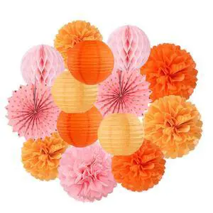 Pink-Orange Groovy-Thanksgiving Engagement Party-Decorations - 14pcs Fall Autumn Harvest Paper Lanterns Fan,Tissue Pom Poms Streamers,Honeycomb Balls,Birthday Baby Bridal Shower Wedding Decor Ouruola Pink-Orange Groovy-Thanksgiving Engagement Party-Decorations - 14pcs Fall Autumn Harvest Paper Lanterns Fan,Tissue Pom Poms Streamers,Honeycomb Balls,Birthday Baby Bridal Shower Wedding Decor Ouruola