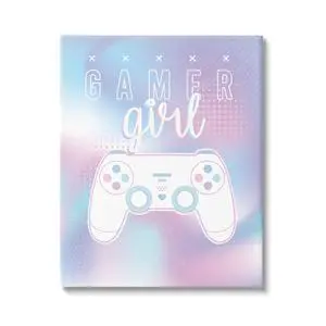 Gamer Girl Pastel Typography Video Game Controller, Design by Angela Nickeas, Pink, 24 x 30 Gamer Girl Pastel Typography Video Game Controller, Design by Angela Nickeas, Pink, 24 x 30