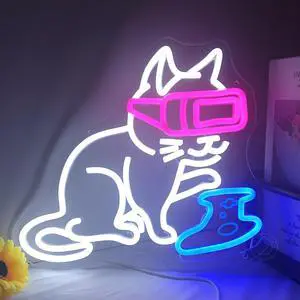 Game Cat Led Neon Light Sign Gamer Game Room Man Cave Wall Decor Game Cat Led Neon Light Sign Gamer Game Room Man Cave Wall Decor