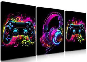 Game Room Decor Set of 3, Neon Gaming Video Game Room Wall Art, Gaming Canvas Paintings Posters Prints for Teen Boys Room Children Teen Wall Decor Framed 12x16 in Game Room Decor Set of 3, Neon Gaming Video Game Room Wall Art, Gaming Canvas Paintings Posters Prints for Teen Boys Room Children Teen Wall Decor Framed 12x16 in