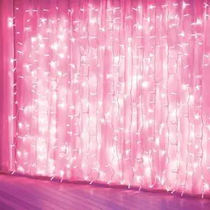 6.6x6.6 Ft Pink Curtain Lights, 8 Modes LED String Lights Room Decor 6.6x6.6 Ft Pink Curtain Lights, 8 Modes LED String Lights Room Decor