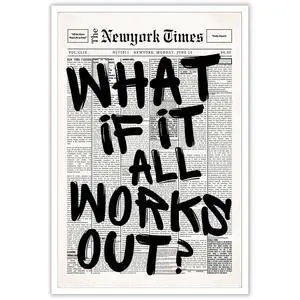 Retro Black And White Newspaper Poster What If It All Works Out Canvas Wall Art Positive Affirming Quote Minimalist Prints Painting For Home Bedroom Dorm Wall Decor 8x12in Unframed Retro Black And White Newspaper Poster What If It All Works Out Canvas Wall Art Positive Affirming Quote Minimalist Prints Painting For Home Bedroom Dorm Wall Decor 8x12in Unframed